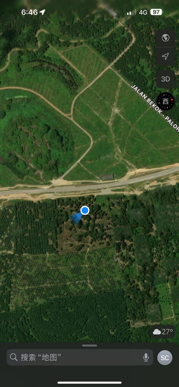 Location reference near Jalan Bekok to Paloh