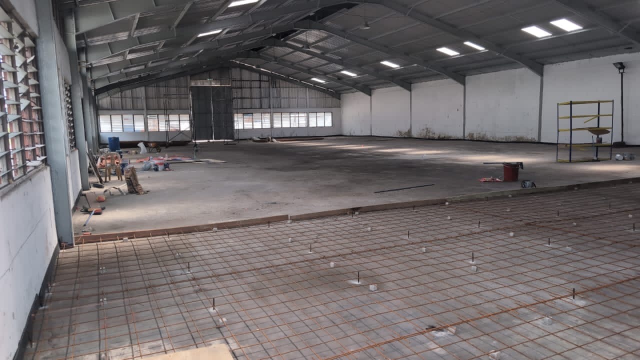 Factory production floor and ceiling structure