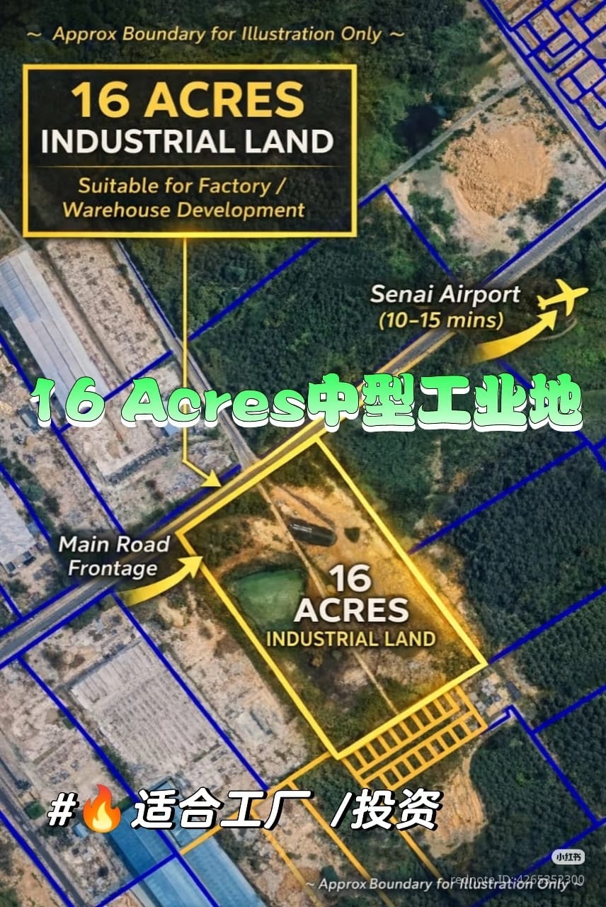Approximate boundary and location illustration for the 16-acre industrial land
